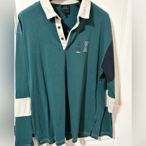 Armani Exchange Teal and Cream Men's Shirt